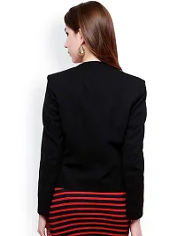Contemporary Black Polyester Solid Blazer For Women-thumb1