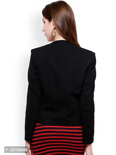 Contemporary Black Polyester Solid Blazer For Women-thumb2