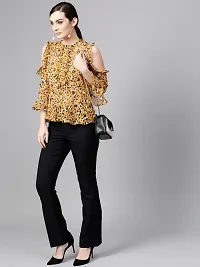 Elegant Yellow Polyester Printed Top For Women-thumb1