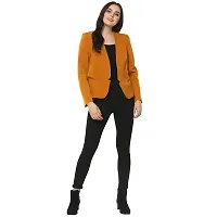 Contemporary Mustard Polyester Solid Blazer For Women-thumb4
