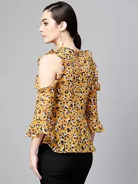 Elegant Yellow Polyester Printed Top For Women-thumb2