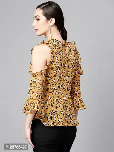 Elegant Yellow Polyester Printed Top For Women-thumb3