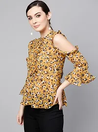 Elegant Yellow Polyester Printed Top For Women-thumb3