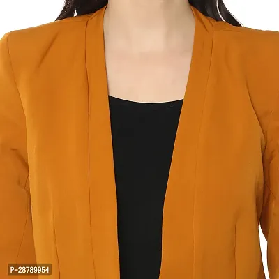 Contemporary Mustard Polyester Solid Blazer For Women-thumb4