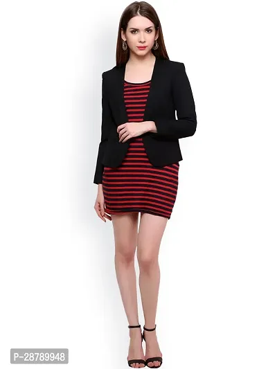 Contemporary Black Polyester Solid Blazer For Women-thumb0