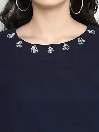 Pannkh Women's Embroidered Sheer Top Navy Blue-thumb4