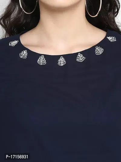 Pannkh Women's Embroidered Sheer Top Navy Blue-thumb5