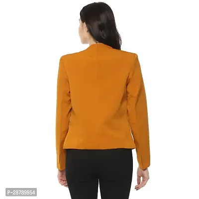 Contemporary Mustard Polyester Solid Blazer For Women-thumb3