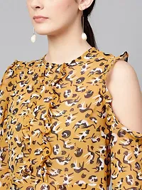 Elegant Yellow Polyester Printed Top For Women-thumb4