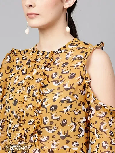 Elegant Yellow Polyester Printed Top For Women-thumb5