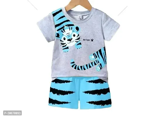 Fabulous Grey Cotton Printed Clothing Set For Kids-thumb0