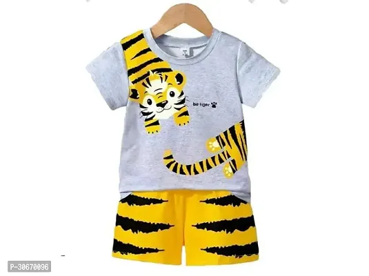 Fabulous Grey Cotton Printed Clothing Set For Kids-thumb0