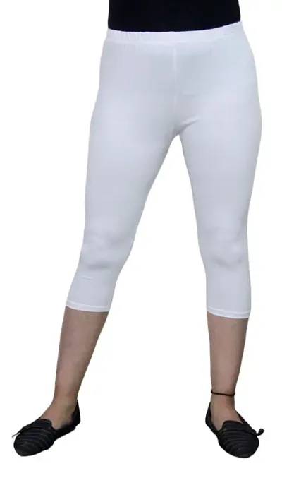 Elegant Lycra Solid Capris For Women