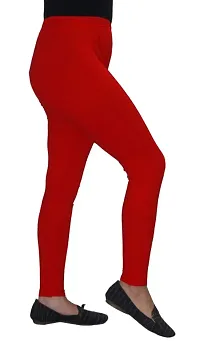 Elegant Red Cotton Lycra Solid Legging For Women-thumb1