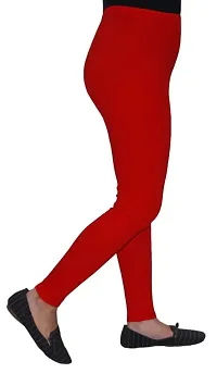 Elegant Red Cotton Lycra Solid Legging For Women-thumb2