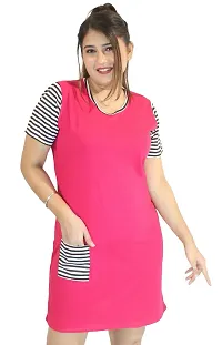 Classic Striped Pocket Long Tshirt for Womens-thumb2