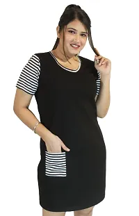 Classic Striped Pocket Long Tshirt for Womens-thumb3