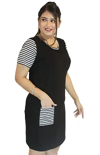 Classic Striped Pocket Long Tshirt for Womens-thumb1