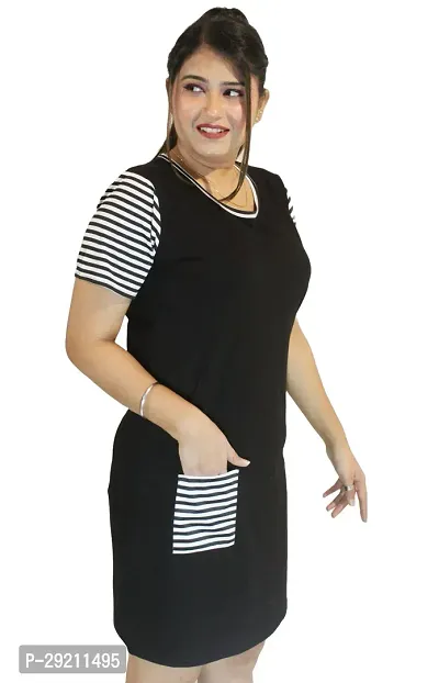 Classic Striped Pocket Long Tshirt for Womens-thumb2