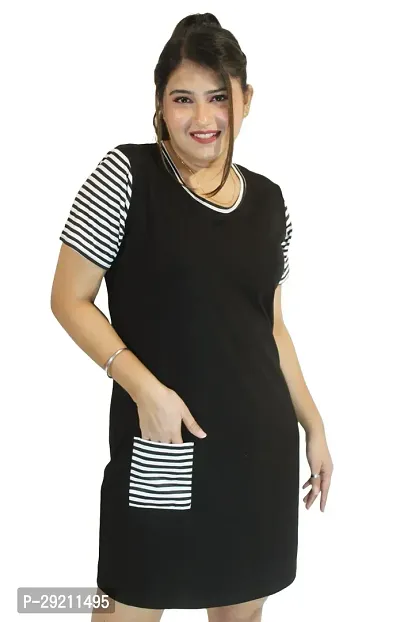 Classic Striped Pocket Long Tshirt for Womens-thumb3