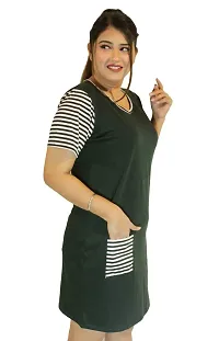 Classic Striped Pocket Long Tshirt for Womens-thumb2