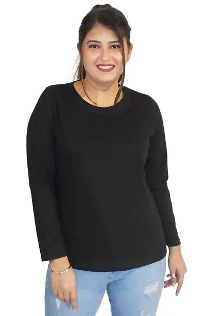 Essential Everyday Blend Round Neck Full Sleeves Tops/T-Shirts For Womens And Girls (Pack of 1-Sizes XS, S,M,L,XL,XXL,XXXL)