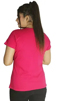 Classic Solid Cotton Lycra Round Neck Tees for Women-thumb2