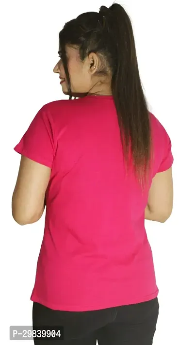 Classic Solid Cotton Lycra Round Neck Tees for Women-thumb3