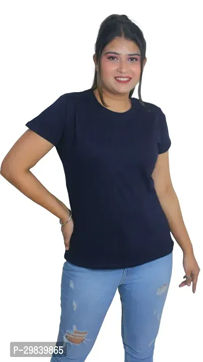 Classic Solid Cotton Lycra Round Neck Top for Women-thumb2