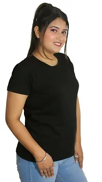 Classic Solid Cotton Lycra Round Neck Top for Women-thumb3