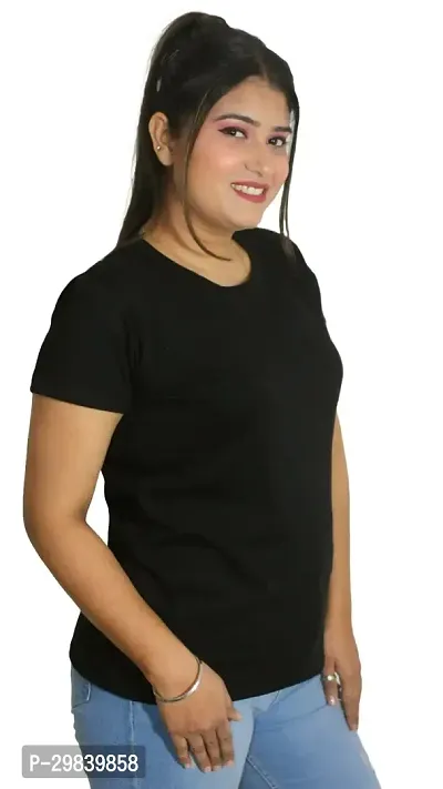 Classic Solid Cotton Lycra Round Neck Top for Women-thumb4