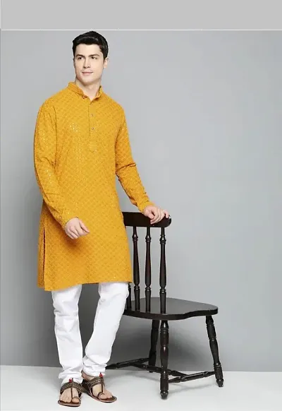 Stylish Cotton Embellished Kurtas For Men