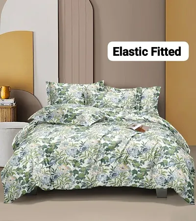 Printed Glace Cotton Elastic Fitted Bedsheet