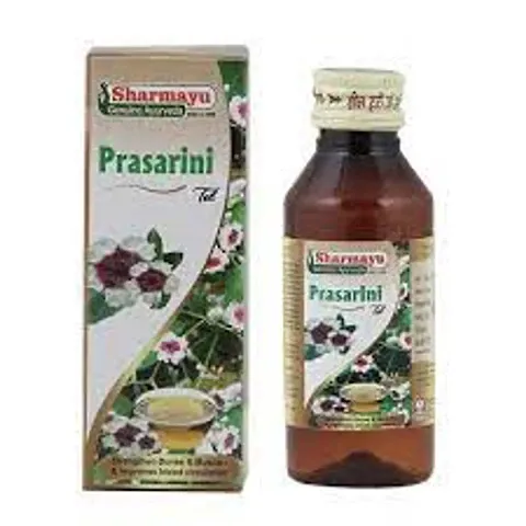 Prasarini Tel Prasarini Tel is an ayurvedic oil, used in the treatment of rheumatoid arthritis, sciatica, neck pain, stiffness, etc.