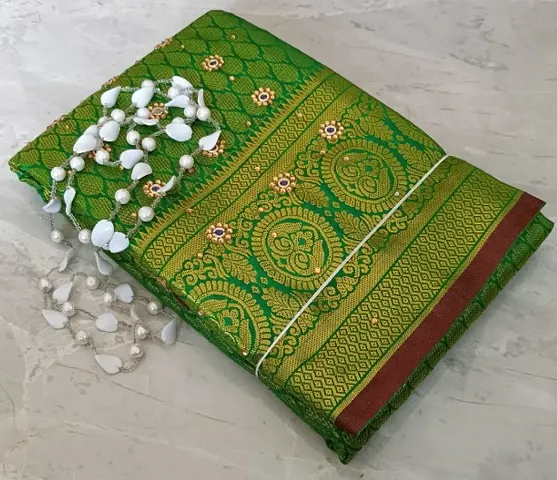 Kanjeevaram Brocade Silk Stone Work Sarees with Blouse piece