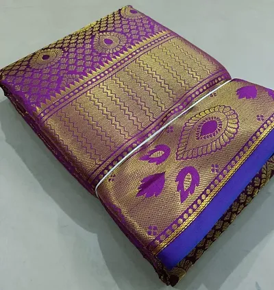 Kanjeevaram Brocade Silk Zari Woven Pattu Sarees with Blouse Piece