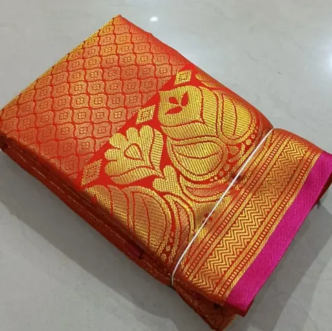 Kanjeevaram Brocade Silk Zari Woven Pattu Sarees with Blouse Piece