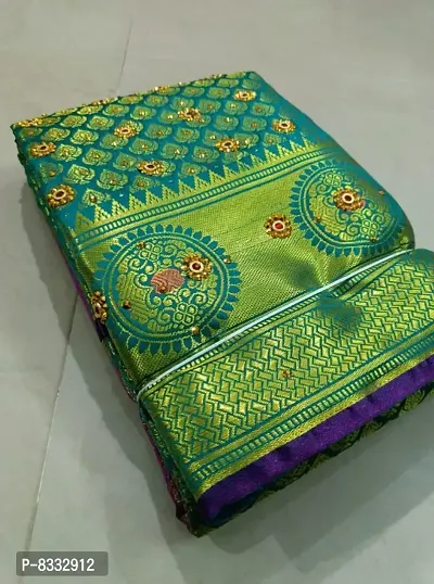 Kanjeevaram Brocade Silk Zari Woven Pattu Stone Work Sarees with Blouse Piece