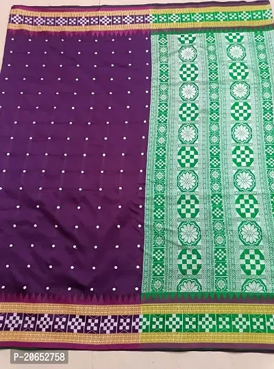 Soft Papa Silk Sambhalpuri Butti Embroidered Work Saree with Blouse Piece-thumb0