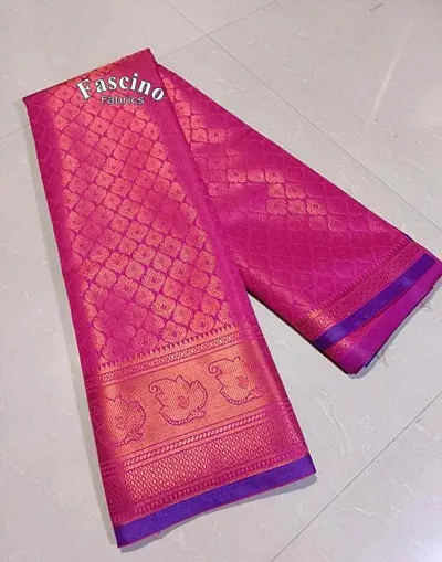 Banarasi Brocade Silk Copper Zari Woven Sarees with Blouse Piece