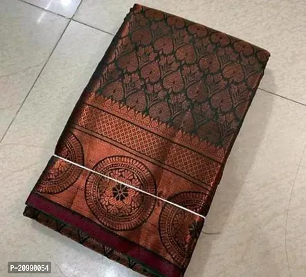 Banarasi Brocade Silk Copper Zari Woven Sarees with Blouse Piece