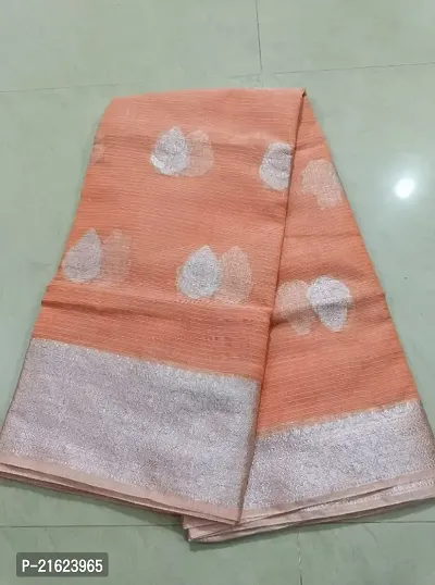 Kota Doria Silver Zari Woven Saree with Blouse Piece