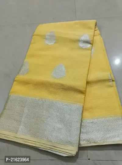 Kota Doria Silver Zari Woven Saree with Blouse Piece