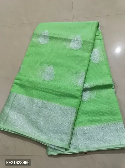 Kota Doria Silver Zari Woven Saree with Blouse Piece