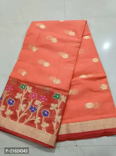 Kota Doria Jacquard Butta Woven Saree with Blouse Piece-thumb0