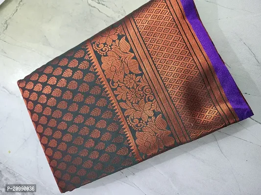 Banarasi Brocade Silk Copper Zari Woven Sarees with Blouse Piece