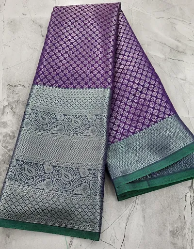 Kanchipuram Pattu Silk Brocade Work Sarees with Blouse Piece