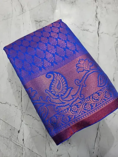 Banarasi Brocade Silk Copper Zari Woven Sarees with Blouse Piece