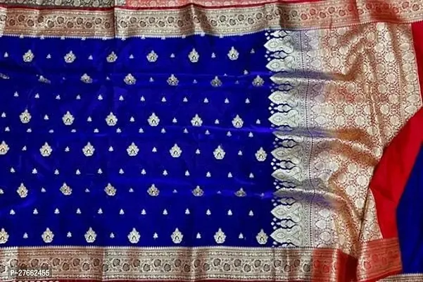 Banarasi Satin Silk Zari Embroidered Sarees with Blouse Piece-thumb0
