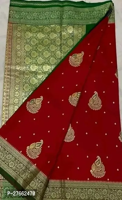 Banarasi Satin Silk Zari Embroidered Sarees with Blouse Piece-thumb0